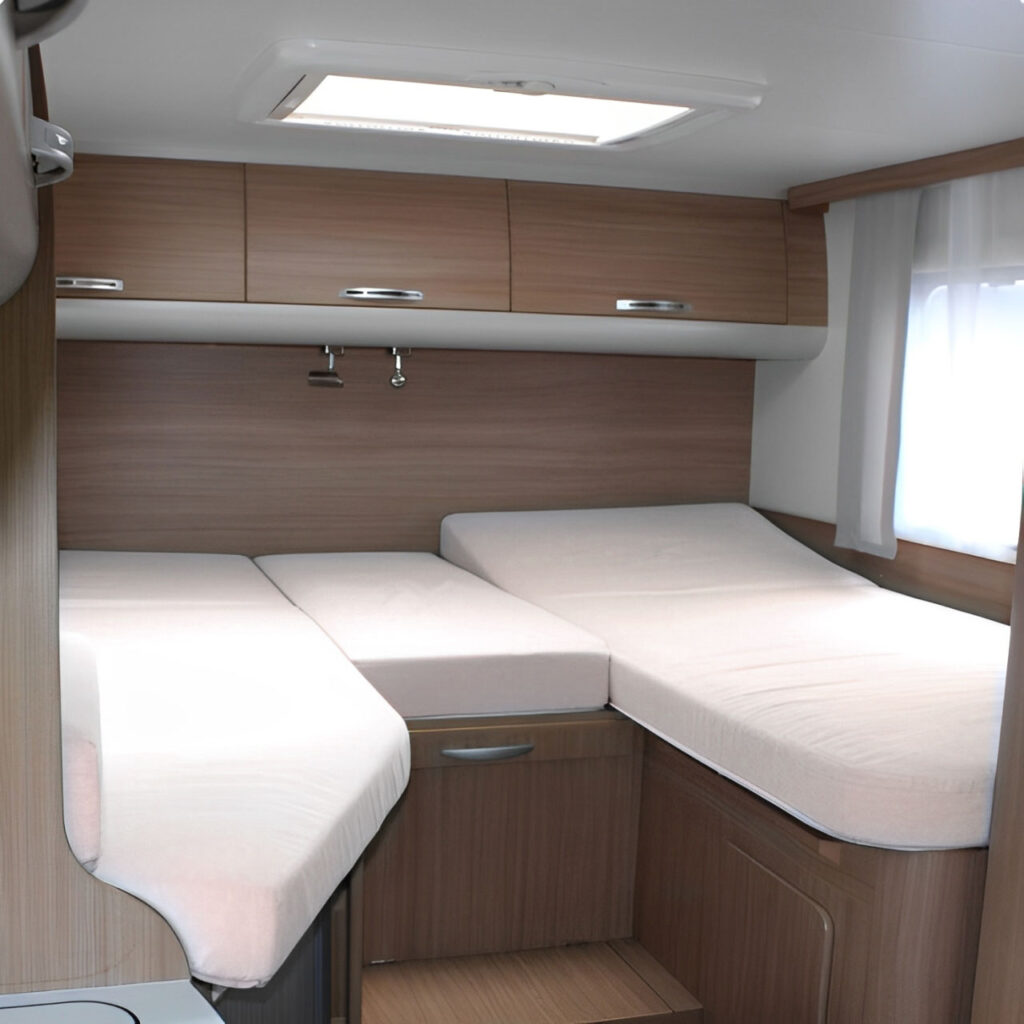 3-delige Caravan hoeslaken set voor Frans bed in het natuurwit